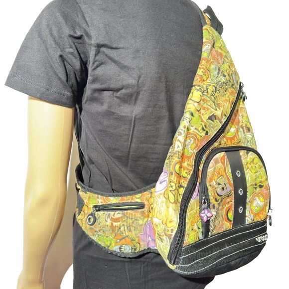 Vintage Crocs Graffiti Sling Backpack Adjustable Crossbody Bag Rare - Picture 11 of 16